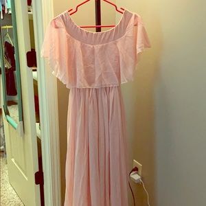 Pink off shoulder maxi dress